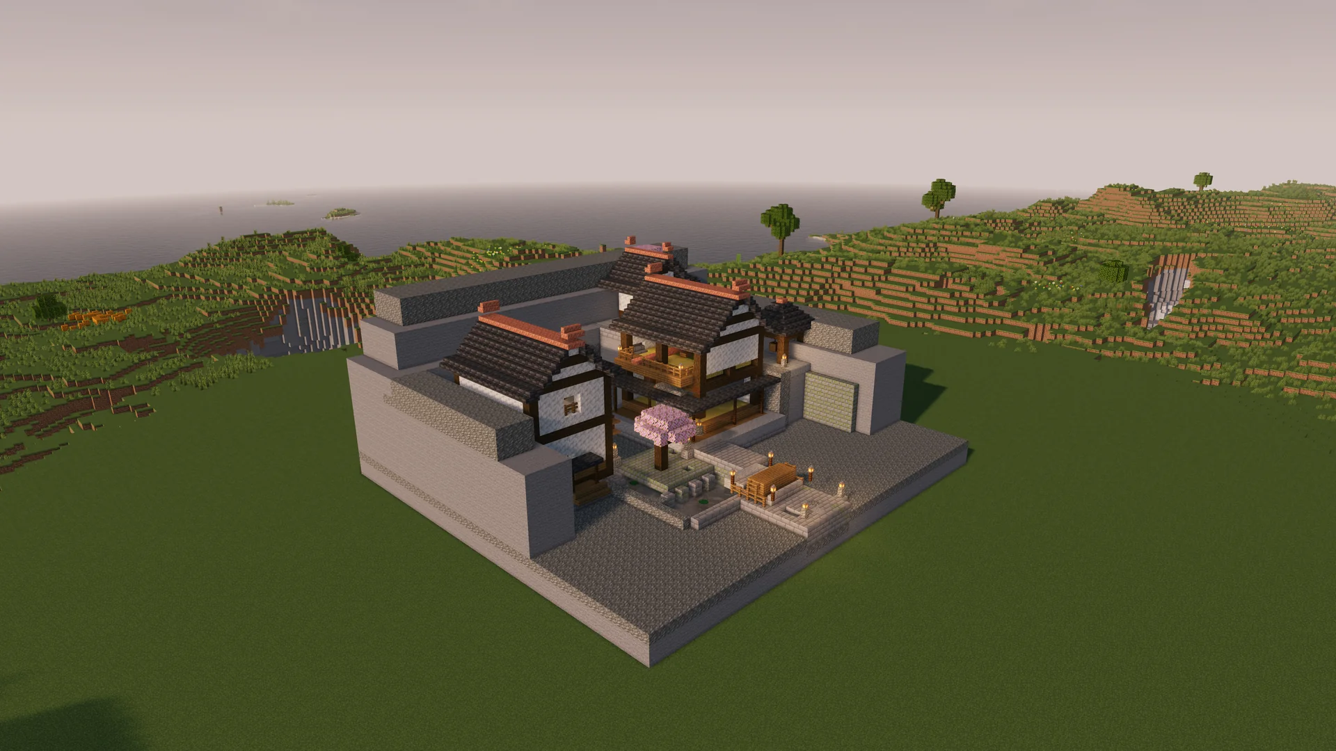 Japanese Mountain Watermill Sanctuary in Minecraft